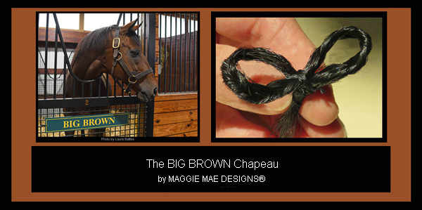 The "Big Brown" hat created with the stallion's hair woven into the trims as a remembrance.