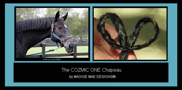 Cozmic One's tail hair heart braid that was added to the Derby hat trims honoring him for "Hats Off to the Horses"